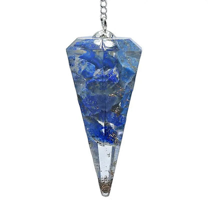 Orgonite Pendule Lapis Lazuli pointe à facette