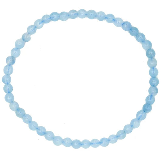 bracelet aigue marine 4mm bleu clair