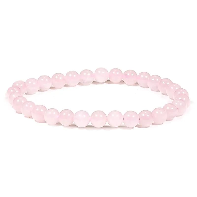 Bracelet Amour : quartz rose en pierres naturelles de 6mm